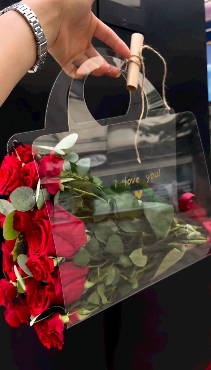 Red Roses in bag