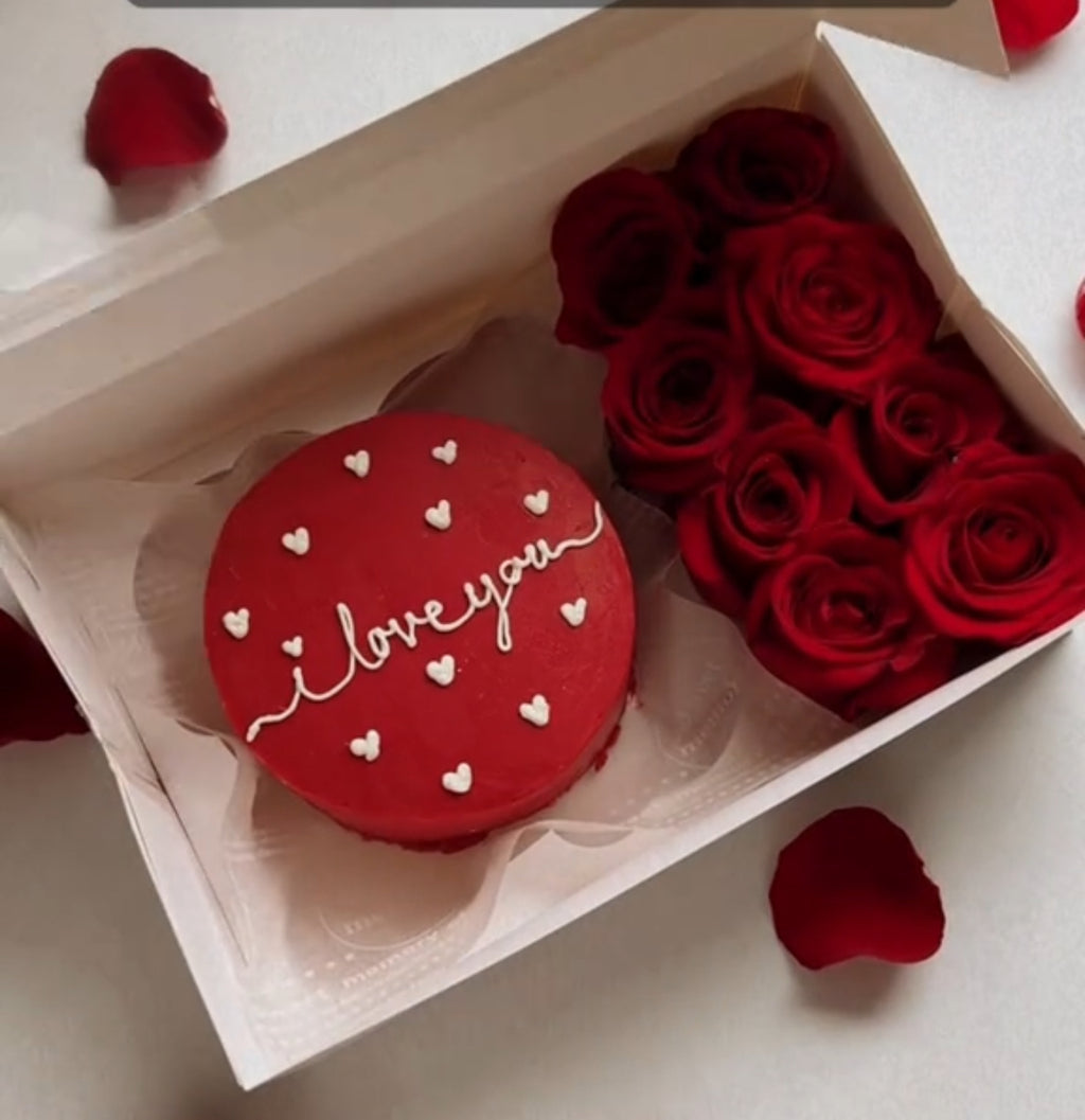 Valentine's Bento Cake with flowers