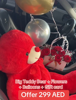 Flowers + Big Teddy bear + Balloon offer