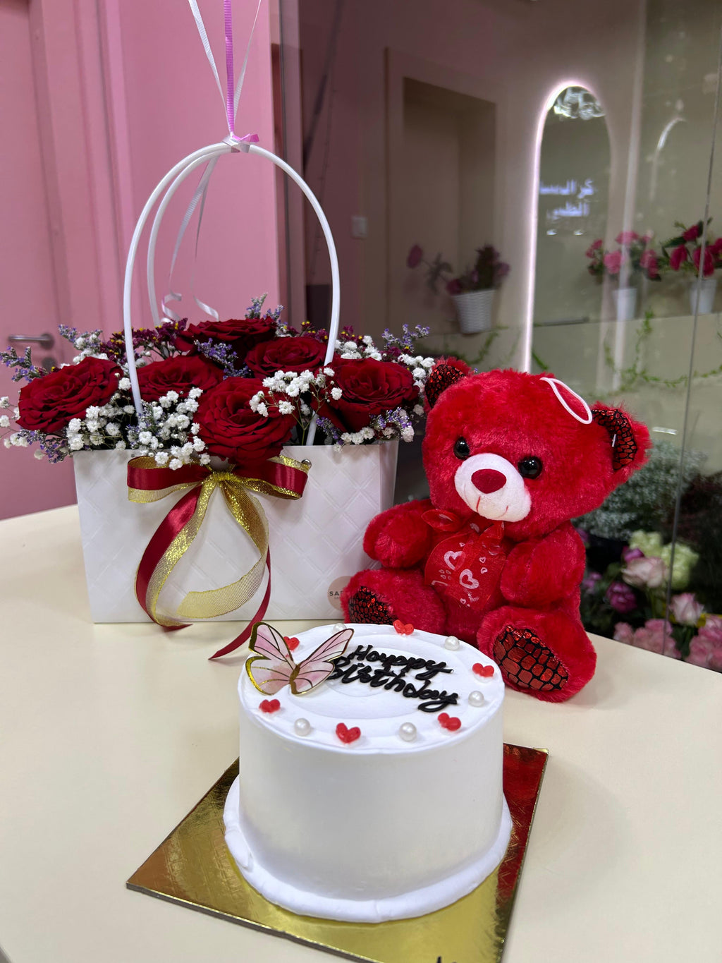 Flowers + Teddy bear + Cake + Balloon offer