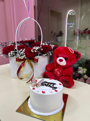 Flowers + Teddy bear + Cake + Balloon offer